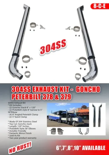 Factory Price! American Eagle Peterbilt 304ss Exhaust Kits with 58° Elbow